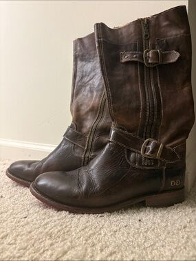 BED|STU Brown Leather Mid-Calf Buckle Boots